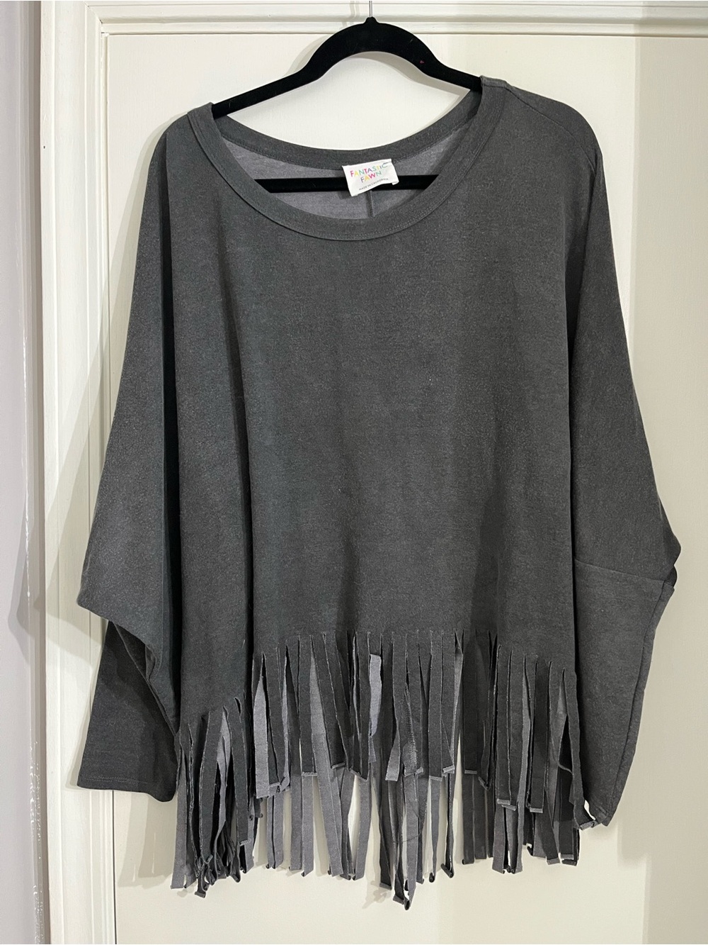 Fantastic Fawn Charcoal‎ Fringe Top